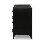 Featuring Shadow Box Media Console Table by Four Hands at Amethyst Home. This Shadow Box Media Console Table gives your inner collector a place to play. Frame prized possessions in a glass enclosure with matte-black metal and brass knobs.
Overall Dimensions: 69"W x 18"L x 29.25"H
Colors: Black, Tempered GlassMaterials: Iron, Tempered GlassWeight: 206.13 l.  Amethyst Home provides interior design, new home construction design consulting, vintage area rugs, and lighting in the Des Moines metro area.