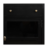 Featuring Shadow Box Media Console Table by Four Hands at Amethyst Home. This Shadow Box Media Console Table gives your inner collector a place to play. Frame prized possessions in a glass enclosure with matte-black metal and brass knobs.
Overall Dimensions: 69"W x 18"L x 29.25"H
Colors: Black, Tempered GlassMaterials: Iron, Tempered GlassWeight: 206.13 lbVol.  Amethyst Home provides interior design, new home construction design consulting, vintage area rugs, and lighting in the Dallas metro area.