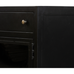 Featuring Shadow Box Media Console Table by Four Hands at Amethyst Home. This Shadow Box Media Console Table gives your inner collector a place to play. Frame prized possessions in a glass enclosure with matte-black metal and brass knobs.
Overall Dimensions: 69"W x 18"L x 29.25"H
Colors: Black, Tempered GlassMaterials: Iron, Tempered GlassWeight: 206.1.  Amethyst Home provides interior design, new home construction design consulting, vintage area rugs, and lighting in the Winter Garden metro area.