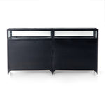 Featuring Shadow Box Sideboard - Black by Four Hands at Amethyst Home. This Shadow Box Sideboard gives your inner collector a place to play. Store prized possessions behind clear glass fronts, with black-finished metal casing and brass hardware for contrast.
Overall Dimensions: 70"W x 17.25"L x 35"H
Colors: Black, Weathered Bronze, Clear Glass, Tempered Gl.  Amethyst Home provides interior design, new home construction design consulting, vintage area rugs, and lighting in the Park City metro area.