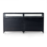 Featuring Shadow Box Sideboard - Black by Four Hands at Amethyst Home. This Shadow Box Sideboard gives your inner collector a place to play. Store prized possessions behind clear glass fronts, with black-finished metal casing and brass hardware for contrast.
Overall Dimensions: 70"W x 17.25"L x 35"H
Colors: Black, Weathered Bronze, Clear Glass, Tempered Gl.  Amethyst Home provides interior design, new home construction design consulting, vintage area rugs, and lighting in the Park City metro area.