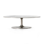 Featuring Simone Coffee Table - Antique Nickel by Four Hands at Amethyst Home. We love the oval shape of this Simone Coffee Table - Antique Nickel. The textural cast aluminum makes for a beautifully modern coffee table, with alluring highs and lows played up by a raw nickel finish.  Great indoors or out; cover or store indoors during inclement weather .  Amethyst Home provides interior design, new home construction design consulting, vintage area rugs, and lighting in the Newport Beach metro area.