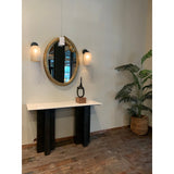 Featuring Terrell Console Table - Raw Black by Four Hands at Amethyst Home. Finished in a raw black, uniquely angular cast aluminum legs, this Terrell Console Table - Raw Black showcases a rectangular tabletop of solid marble in a clean, polished white. We'd love to see this in an entryway or behind a sofa. 
Overall Dimensions: 51"W x 17"L x 31.25"H
Color.  Amethyst Home provides interior design, new home construction design consulting, vintage area rugs, and lighting in the Scottsdale metro area.