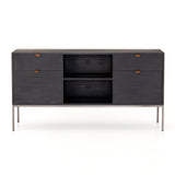 Featuring Trey Modular Filing Credenza - Black Poplar by Four Hands at Amethyst Home. Inspired by clean mid-century design, this Trey Modular Filing Credenza - Black Poplar brings generous storage space to the modern office, with a fully finished back pus metal-secured leather pulls for an element of surprise. Great solo or paired with matching desk or filing.  Amethyst Home provides interior design, new home construction design consulting, vintage area rugs, and lighting in the Austin metro area.