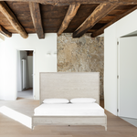 Featuring Viggo Bed by Four Hands at Amethyst Home. Finished in a beautifully light vintage white this Viggo Bed is a low, clean-lined oak bed featuring inset panel detailing on head and foot boards plus side rails, for an elegant, angular look for any bedroom. 
Colors: Vintage White Oak, Vintage White Oak SolidMaterials: Oak Veneer, Solid Oak
Queen Overa.  Amethyst Home provides interior design, new home construction design consulting, vintage area rugs, and lighting in the Alpharetta metro area.