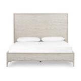 Featuring Viggo Bed by Four Hands at Amethyst Home. Finished in a beautifully light vintage white this Viggo Bed is a low, clean-lined oak bed featuring inset panel detailing on head and foot boards plus side rails, for an elegant, angular look for any bedroom. 
Colors: Vintage White Oak, Vintage White Oak SolidMaterials: Oak Veneer, Solid Oak
Queen Overall Di.  Amethyst Home provides interior design, new home construction design consulting, vintage area rugs, and lighting in the Miami metro area.