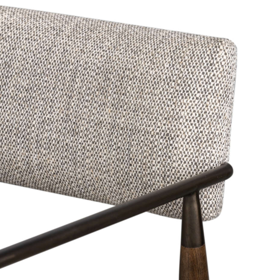 Featuring Waldon Counter Stool by Four Hands at Amethyst Home. Slim, sculptural style with this Waldon Counter Stool. Angular framing features a mix of bronze-finished metal and solid rubberwood, for a forward-thinking feel. Textural linen-blend seating adopts an invitingly neutral grey hue to move freely between spaces and styles.
Size: 23.25"W x 24.50"L .  Amethyst Home provides interior design, new home construction design consulting, vintage area rugs, and lighting in the Park City metro area.