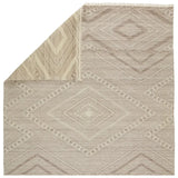 Featuring Satori Suriya Rug by Jaipur Living at Amethyst Home. The handwoven Satori Suriya Area Rug showcases dynamic, global designs with mesmerizing linear details and geometric motifs. The Suriya rug features a versatile, neutral palette and an intricate tribal and diamond pattern. The short fringe detail adds texture to this light brown and cream-col.  Amethyst Home provides interior design, new home construction design consulting, vintage area rugs, and lighting in the Kansas City metro area.