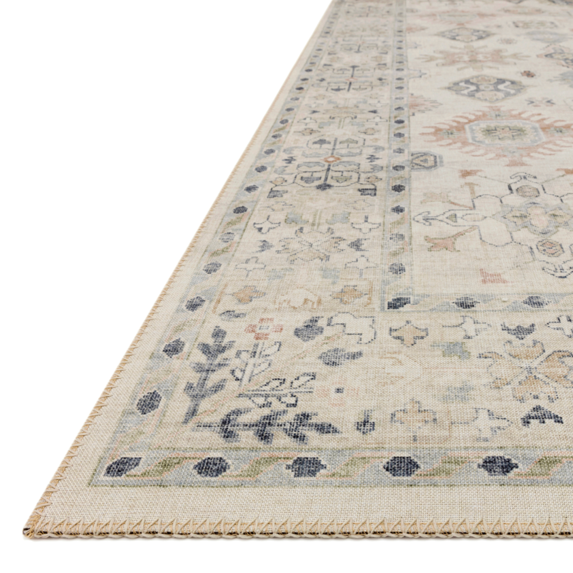 Featuring Hathaway Beige/Multi Rug by Loloi at Amethyst Home. Featuring soft motifs in a carefully curated color palate of beige, ivory, and hints of black, the Hathaway Beige / Multi area rug captures the essence of one-of-a-kind vintage or antique area rug at an attractive price.
This rug is ideal for high traffic areas due to the rug's power-loomed durabi.  Amethyst Home provides interior design, new home construction design consulting, vintage area rugs, and lighting in the Houston metro area.