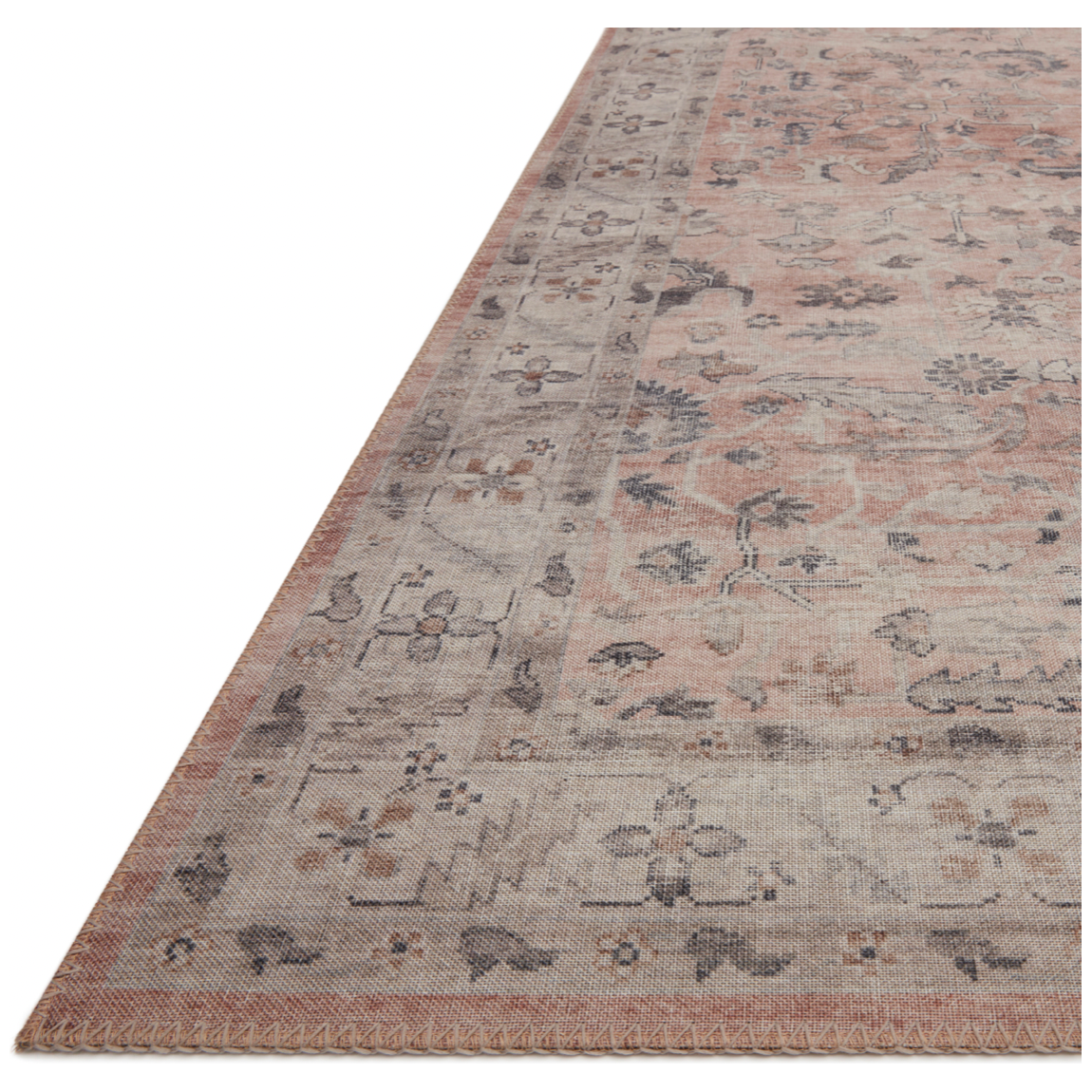 Featuring Hathaway Blush/Multi Rug by Loloi at Amethyst Home. Featuring soft motifs in a carefully curated color palate of blush, pink, ivory, and hints of grey, the Hathaway Blush / Multi area rug captures the essence of one-of-a-kind vintage or antique area rug at an attractive price.
This rug is ideal for high traffic areas due to the rug's power-loomed du.  Amethyst Home provides interior design, new home construction design consulting, vintage area rugs, and lighting in the Dallas metro area.