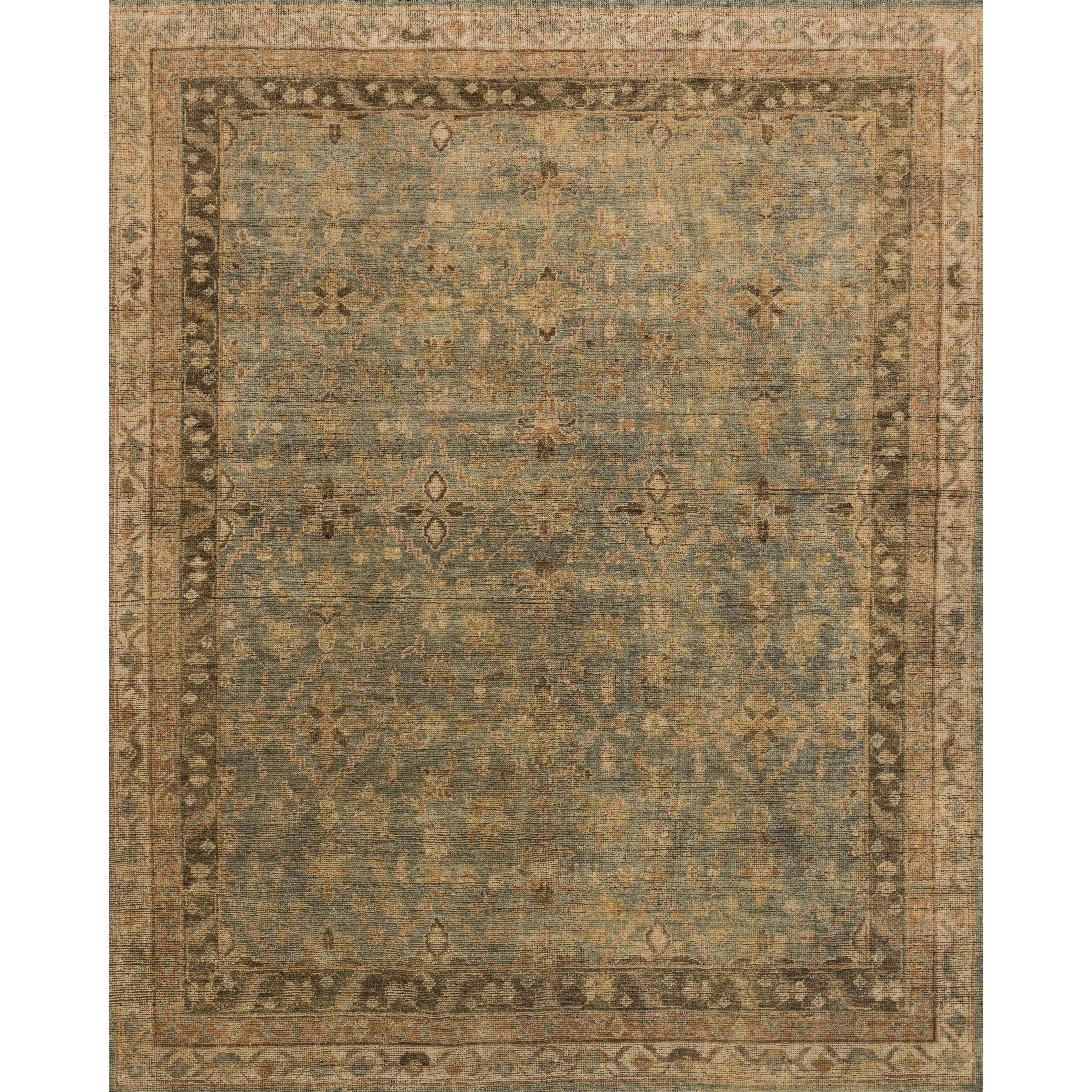 Featuring Heirloom Aqua / Terracotta Hand-Knotted Rug by Loloi at Amethyst Home. Bring a touch of antiqued beauty into your home with this Heirloom Aqua / Terracotta Area Rug from Loloi. This wool and cotton collection tastefully honor the art of hand knotted rugs from India. Heirloom evokes a sense of unique sophistication with its traditional Serapi rug colo.  Amethyst Home provides interior design, new home construction design consulting, vintage area rugs, and lighting in the Miami metro area.