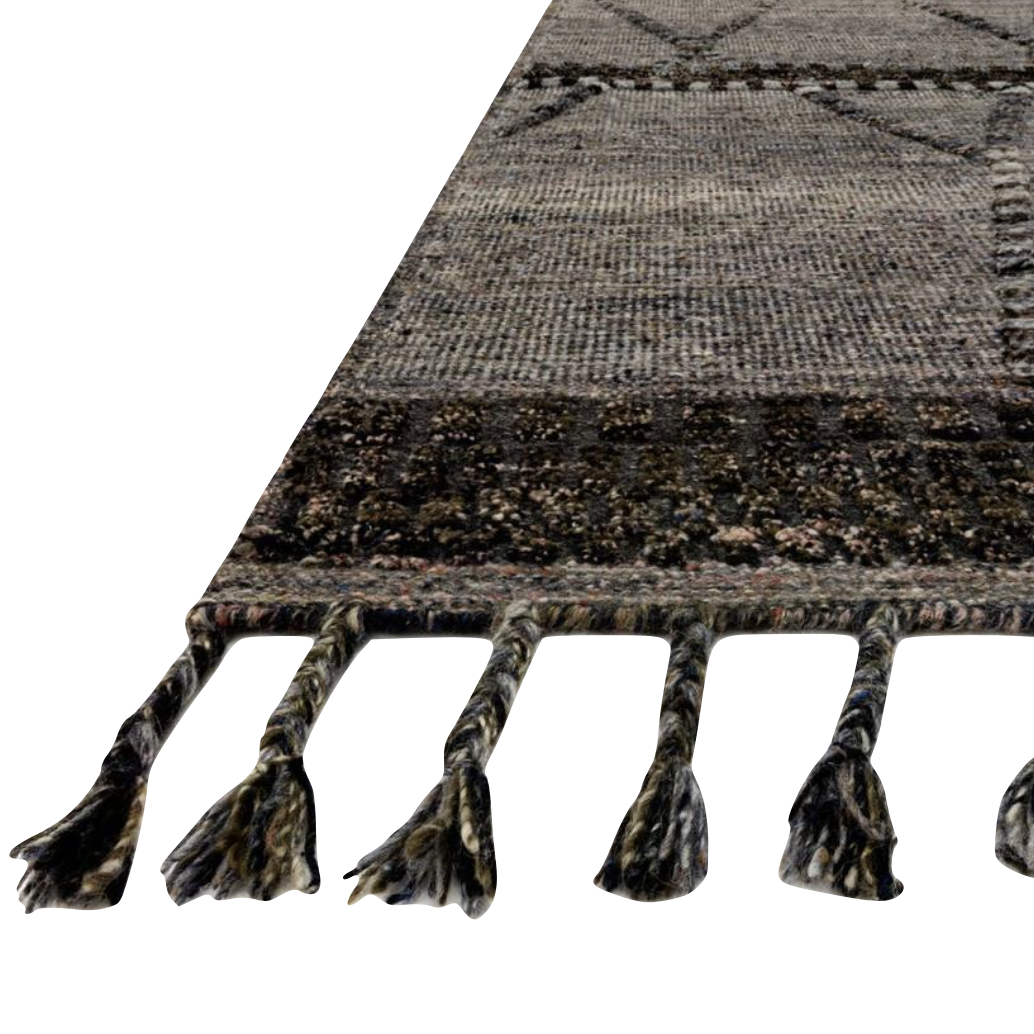 Featuring Iman Grey/Multi Hand-Knotted Rug by Loloi at Amethyst Home. A new take on Moroccan style rugs, the Iman Collection is hand-knotted of 100% wool pile by skilled artisans in India. The surface features linear and braided details, creating tonal variations that make each piece unique. Plus, each design is finished with playful fringe.
Hand Knotted100% .  Amethyst Home provides interior design, new home construction design consulting, vintage area rugs, and lighting in the Dallas metro area.
