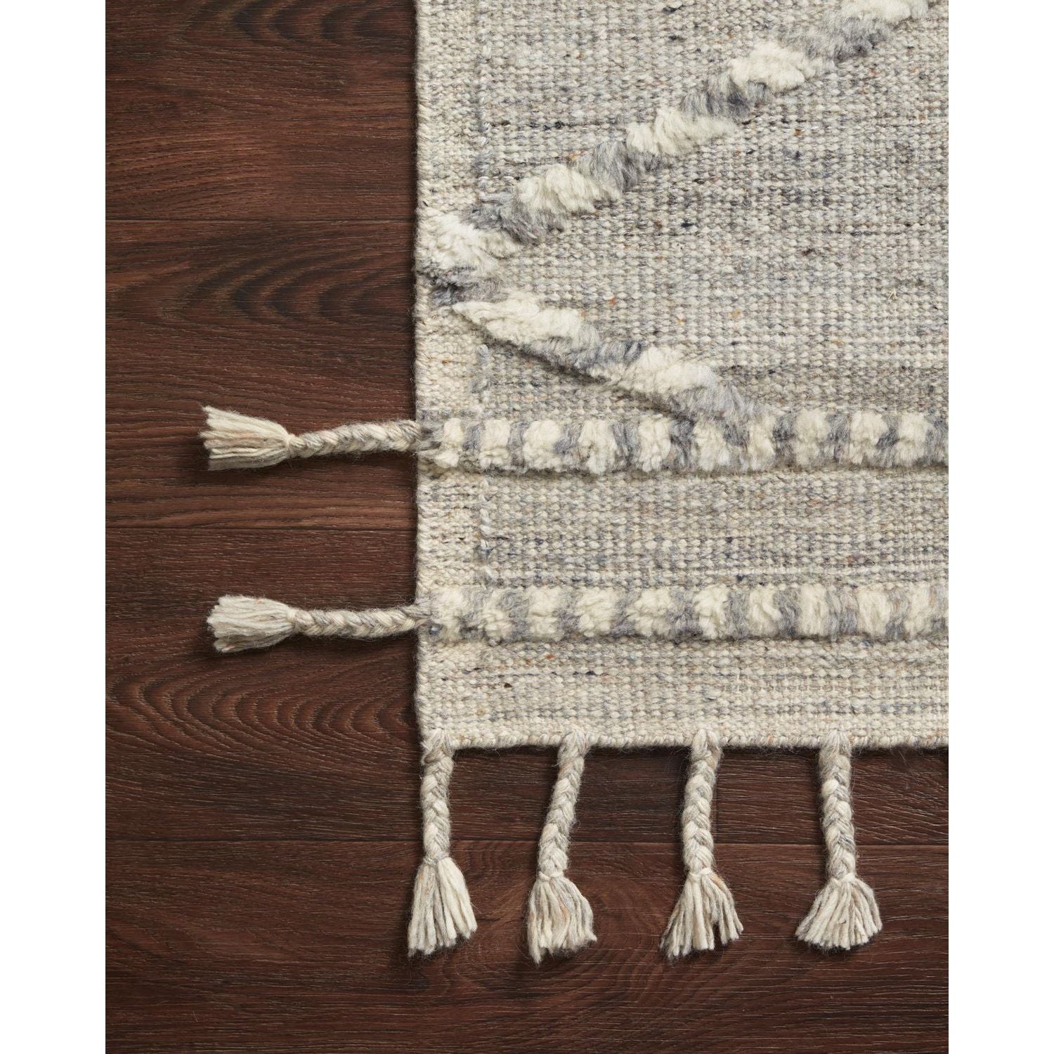 Featuring Iman Ivory / Light Grey Hand-Knotted Rug by Loloi at Amethyst Home. A new take on Moroccan style rugs, theIman Ivory/Light Grey Area Rug is hand knotted of wool and cotton by skilled artisans in India. The surface features linear and braided details, creating tonal variations that make each piece unique. Plus, each design is finished with playfu.  Amethyst Home provides interior design, new home construction design consulting, vintage area rugs, and lighting in the Alpharetta metro area.