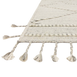 Featuring Iman Ivory / Light Grey Hand-Knotted Rug by Loloi at Amethyst Home. A new take on Moroccan style rugs, theIman Ivory/Light Grey Area Rug is hand knotted of wool and cotton by skilled artisans in India. The surface features linear and braided details, creating tonal variations that make each piece unique. Plus, each design is finished with playful fr.  Amethyst Home provides interior design, new home construction design consulting, vintage area rugs, and lighting in the Dallas metro area.