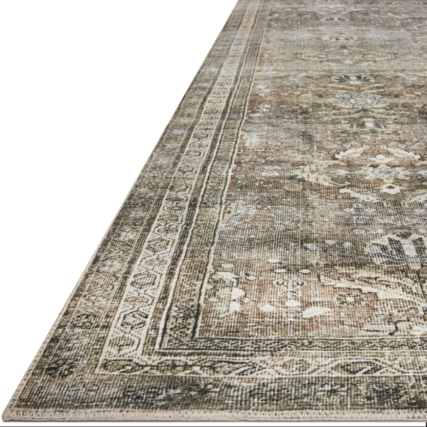 Featuring Layla Antique/Moss Rug by Loloi at Amethyst Home. The Layla Antique / Moss rug from Loloi captures the spirit of an old-world rug. Why is this rug amazing? 
Perfect for families with kids and pets
Very easy to clean and maintain
Comes in big area rug sizes and as cute kitchen and hallway runners
Looks gorgeous with the intricate pattern and pati.  Amethyst Home provides interior design, new home construction design consulting, vintage area rugs, and lighting in the San Diego metro area.