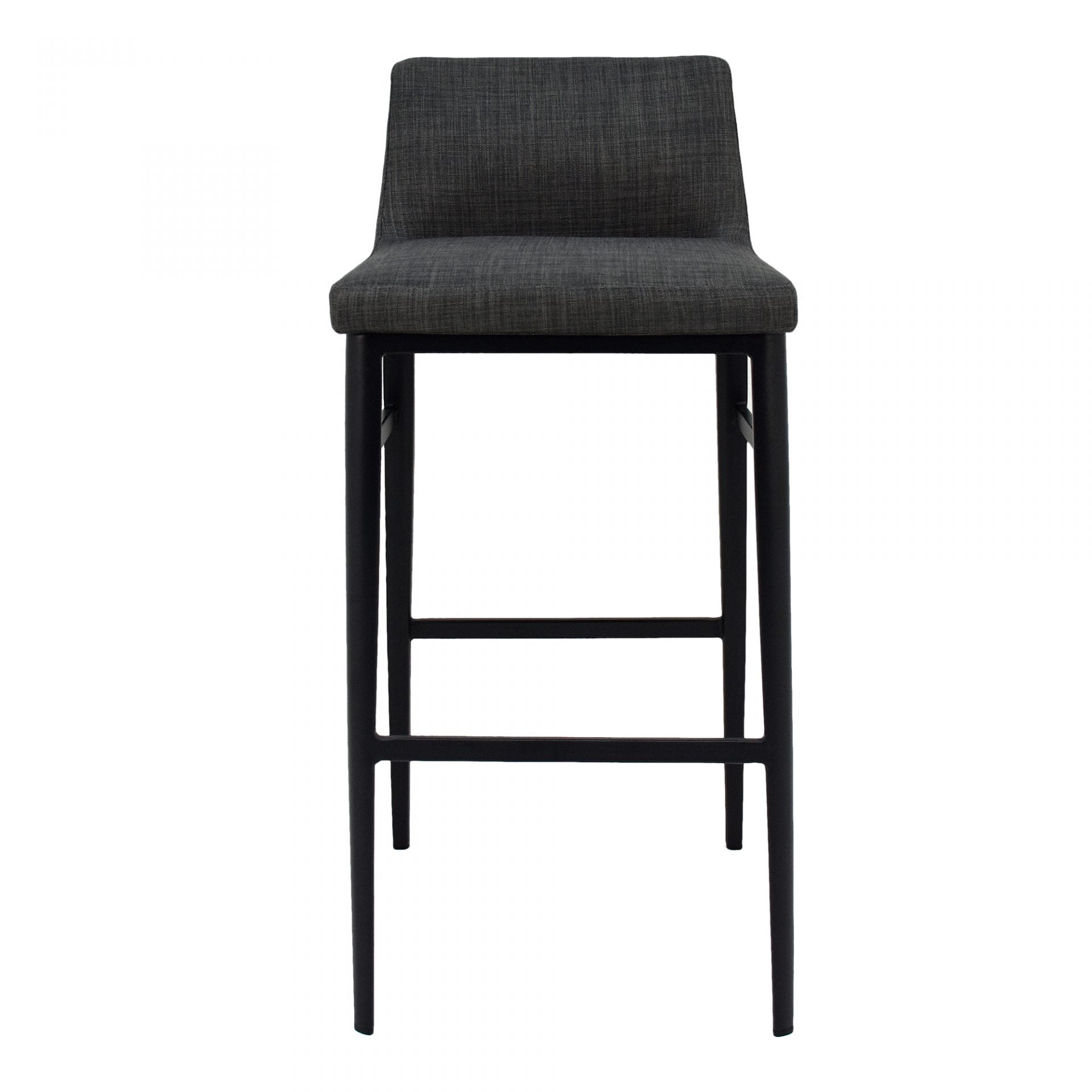 The low-backed profile of the Baron Counter + Bar Stool - Charcoal gives a stylish and compact aesthetic. The charcoal-grey mix upholstery adds texture and sophistication to your dining or kitchen space.