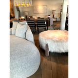 Lou 42" ottoman in Boho - Cream Fabric and Sealed Walnut Finish