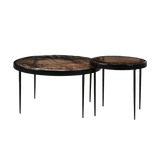 Yoko Smoked Brown Cast Glass Nesting Table | shipping 12/15/2025
