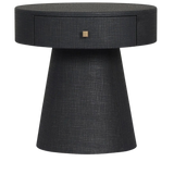 Chiro Black Linen Nightstand | shipping 01/15/2026
