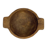 Mango Wood Round Bowl with Wood Handles