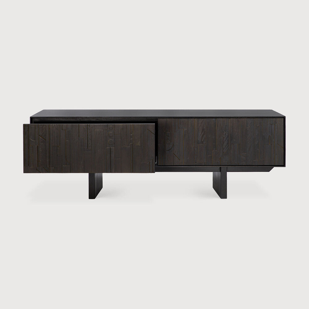 Featuring Mosaic TV cupboard by Ethnicraft at Amethyst Home. It all started with a happy incident. Inspired by the remaining offcuts from our factory designs, the layered wood pieces of the Mosaic TV cupboard form a rhythm, reminiscent of the partition of a pipe organ. Deeply influenced by music within his creative process, Alain van Havre offers a renewed tra.  Amethyst Home provides interior design, new home construction design consulting, vintage area rugs, and lighting in the Omaha metro area.