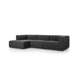 Langham Channeled 3-Piece Sectional - Saxon Charcoal