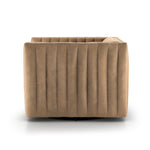 A modern take on the classic library chair, neutral seating in top-grain leather adopts dramatic channeling for trend-forward texture and sumptuous sit. A 360-swivel delivers appeal from every angle. Amethyst Home provides interior design, new home construction design consulting, vintage area rugs, and lighting in the San Diego metro area.