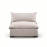 Featuring Westwood Sectional Pieces - Bayside Pebble by Four Hands at Amethyst Home. Meet the ultimate modular lounger. Knife edge cushioning is upholstered in a stone-colored high-performance fabric, perfect for modern living. Ottoman piece to matching sectional. Performance fabrics are specially created to withstand spills, stains, high traffic and wear, . Amethyst Home provides interior design, new home construction design consulting, vintage area rugs, and lighting in the Charlotte metro area.