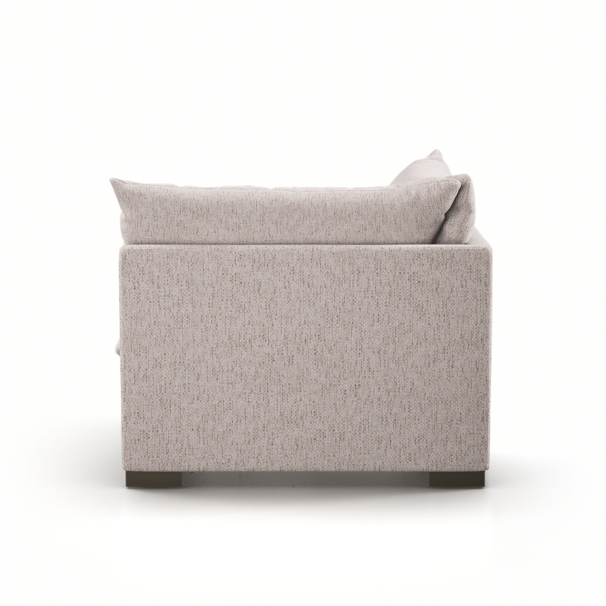 Meet the ultimate modular lounger. Knife edge cushioning is upholstered in a stone-colored high-performance fabric, perfect for modern living. Ottoman piece to matching sectional. Performance fabrics are specially created to withstand spills, stains, high traffic and wear, ensuring long-term comfort and unmatched durability. Amethyst Home provides interior design, new home construction design consulting, vintage area rugs, and lighting in the Salt Lake City metro area.