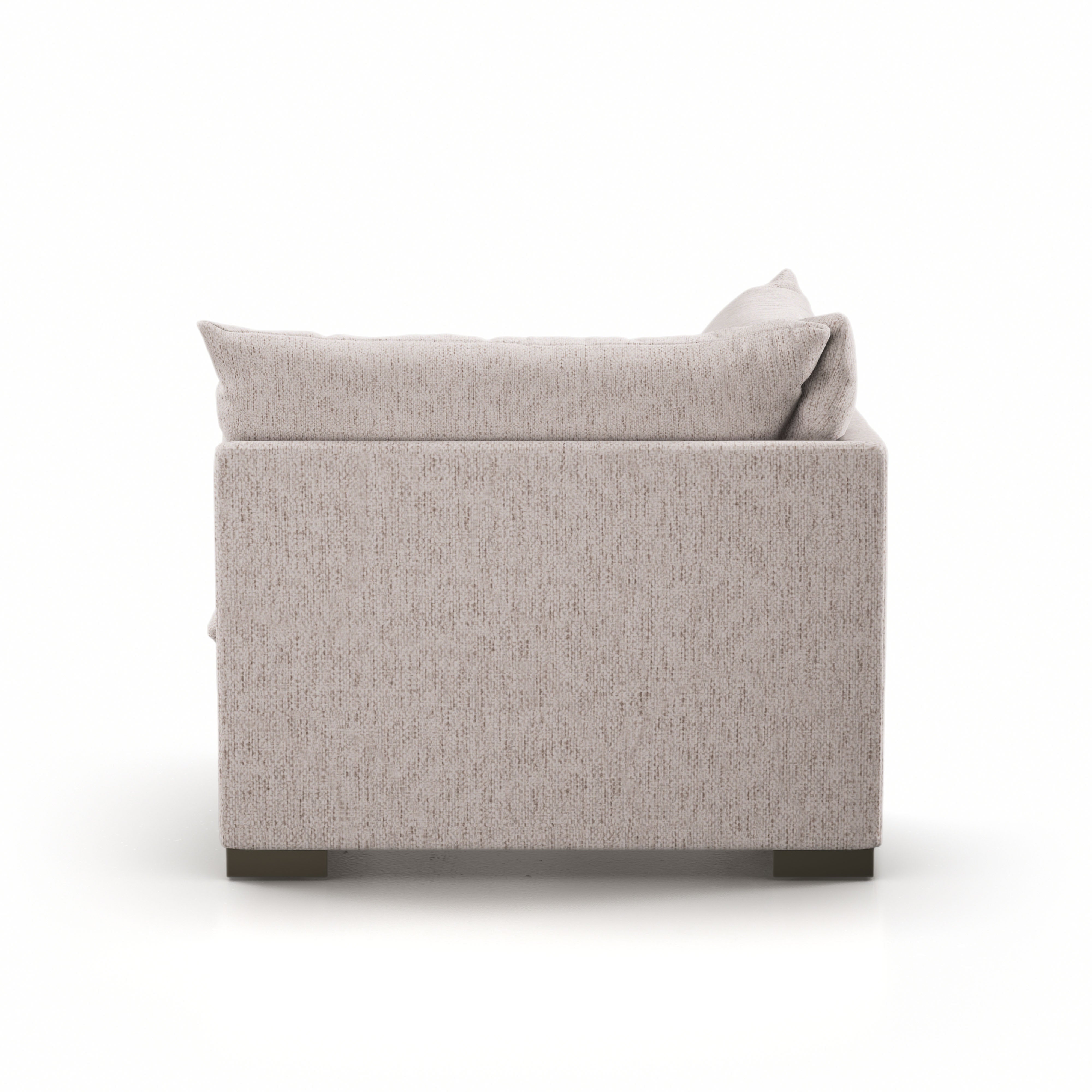 Meet the ultimate modular lounger. Knife edge cushioning is upholstered in a stone-colored high-performance fabric, perfect for modern living. Ottoman piece to matching sectional. Performance fabrics are specially created to withstand spills, stains, high traffic and wear, ensuring long-term comfort and unmatched durability. Amethyst Home provides interior design, new home construction design consulting, vintage area rugs, and lighting in the Salt Lake City metro area.