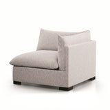 Featuring Westwood Sectional Pieces - Bayside Pebble by Four Hands at Amethyst Home. Meet the ultimate modular lounger. Knife edge cushioning is upholstered in a stone-colored high-performance fabric, perfect for modern living. Ottoman piece to matching sectional. Performance fabrics are specially created to withstand spills, stains, high traffic and wear, .  Amethyst Home provides interior design, new home construction design consulting, vintage area rugs, and lighting in the Monterey metro area.