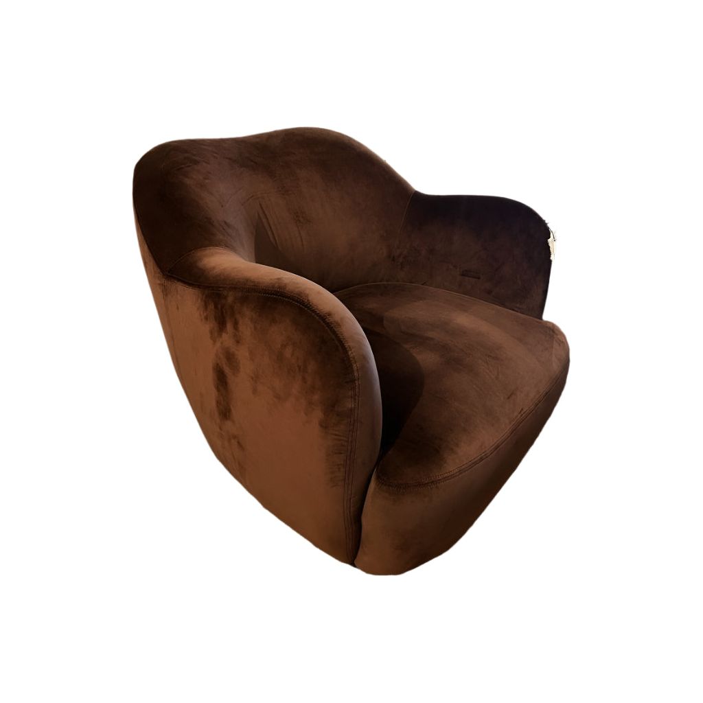 Velvety chocolate-brown upholstery pairs with an S-spring seat and enveloped frame for an inviting look and feel on this 360-degree swivel chair. Amethyst Home provides interior design, new home construction design consulting, vintage area rugs, and lighting in the Miami metro area.