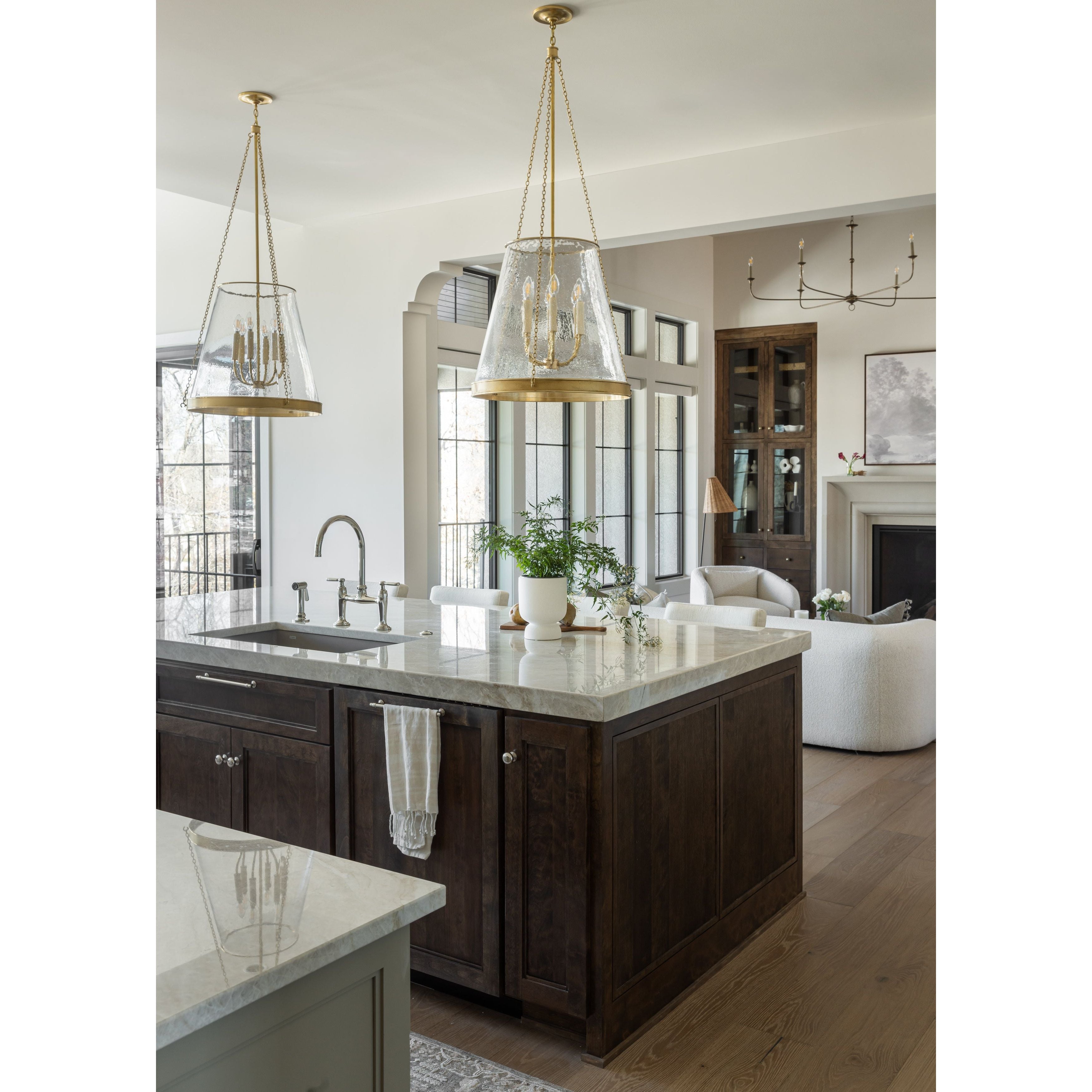 Featuring Reese 18" Pendant Soft Brass by Visual Comfort at Amethyst Home. The Reese by Marie Flanigan strikes an impressive silhouette with clean lines and vintage sophistication. Available as a globe pendant in restoration glass or a conical pendant in glass or linen, the design is supported by elegant metalwork in a variety of finishes. Singular or.  Amethyst Home provides interior design, new home construction design consulting, vintage area rugs, and lighting in the Salt Lake City metro area.