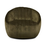 Velvety olive fabric and dramatic channeling make update traditional barrel seating while a hidden 360-degree swivel adds a modern finishing touch. Fabric features subtle highs and lows that change in appearance depending on the direction of the fabric's nap.Overall Dimensions: 35.50"W x 35.75"L x 29"H Amethyst Home provides interior design, new home construction design consulting, vintage area rugs, and lighting in the Newport Beach metro area.