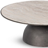 Corbett Coffee Table - Hammered Grey / Creamy Taupe Marble
