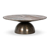 Corbett Coffee Table - Aged Bronze / Creamy Taupe Marble