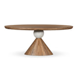 Bibianna Oval Dining Table - Honed White Marble - Smoked Honey | shipping 06/02/2026