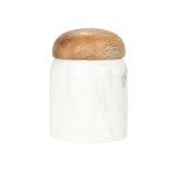 Creative Co-Op Modern Marble Canister with Wood Lid, Natural