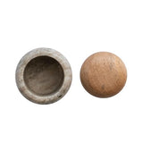 Creative Co-Op Modern Marble Canister with Wood Lid, Natural