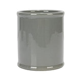 Creative Co-Op Farmhouse Ceramic Metal Holder, Grey and White Crocks