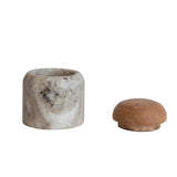 Creative Co-Op Modern Marble Canister with Wood Lid, Natural