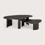 Featuring Mahogany Boomerang Coffee Table - Large by Ethnicraft at Amethyst Home. Playful, pebble shapes set on a beautiful, folded, base. The Boomerang coffee table is a fantastic and well-proportioned addition to any space. Configured with the two sizes together, or as a stand-alone, this design is sure to capture attention.
Dimensions: 30"d x 49.5"w x 1.  Amethyst Home provides interior design, new home construction design consulting, vintage area rugs, and lighting in the Charlotte metro area.