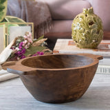Mango Wood Round Bowl with Wood Handles