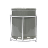 Creative Co-Op Farmhouse Ceramic Metal Holder, Grey and White Crocks