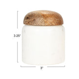 Creative Co-Op Modern Marble Canister with Wood Lid, Natural