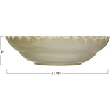 Creative Co-Op Stoneware Bowl with Scalloped Edge, Ivory