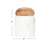 Creative Co-Op Modern Marble Canister with Wood Lid, Natural