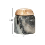 Creative Co-Op Modern Marble Canister with Wood Lid, Natural