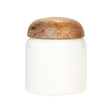 Creative Co-Op Modern Marble Canister with Wood Lid, Natural