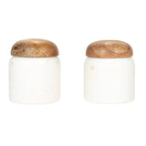 Creative Co-Op Modern Marble Canister with Wood Lid, Natural